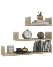 Zestaw modułowych półek ściennych dąb sonoma - Dunan 3X w sklepie Edinos.pl
