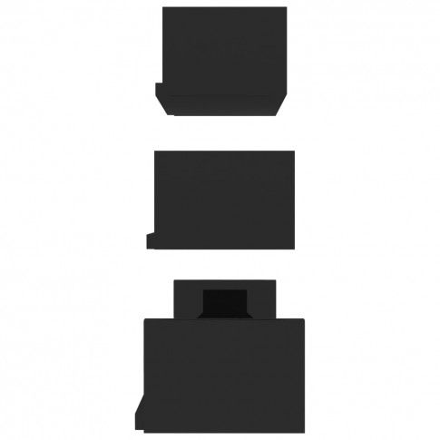 widok boczny zestawu czarnych półek ściennych z połyskiem baffic 3x