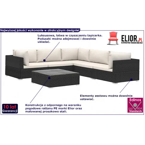 Czarno-kremowy zestaw wypoczynkowy do ogrodu Begi 6A