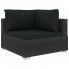 Narożna sofa z zestawu czarnych mebli ogrodowych z czarnymi poduszkami Begi 5A