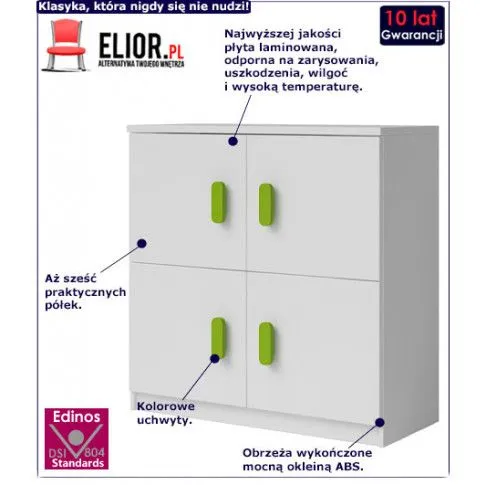 Fotografia Biała komoda Taylor 2X - 9 kolorów uchwytów z kategorii Pracownia i biuro
