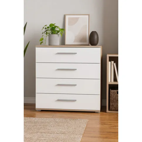 Szczegółowe zdjęcie nr 4 produktu Minimalistyczna komoda Kaloe C4 - biała + dąb sonoma