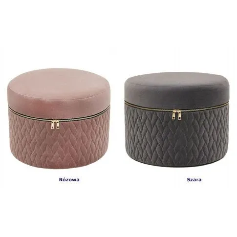 Szczegółowe zdjęcie nr 4 produktu Okrągła pufa glamour Lami - szara