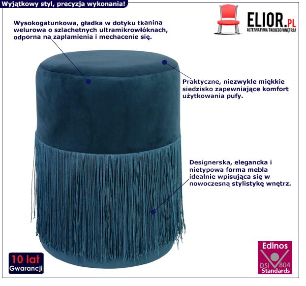 Piękna pufa Tinis - niebieska