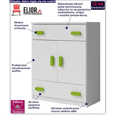 Fotografia Nowoczesna komoda z kolorowymi uchwytami Taylor 4X - biała z kategorii Komody