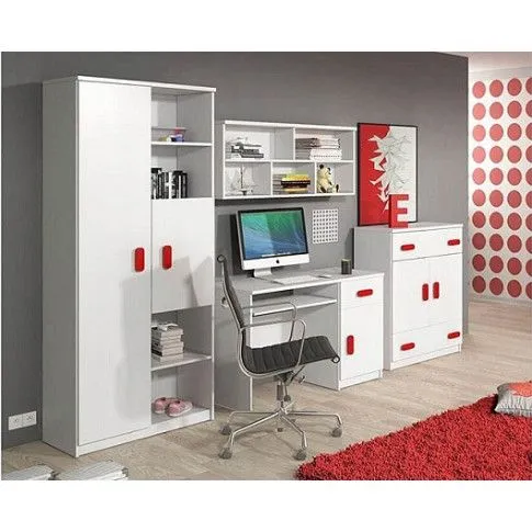 Szczegółowe zdjęcie nr 6 produktu Nowoczesna komoda z kolorowymi uchwytami Taylor 4X - biała