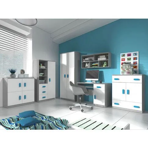 Szczegółowe zdjęcie nr 8 produktu Nowoczesna komoda z kolorowymi uchwytami Taylor 4X - biała