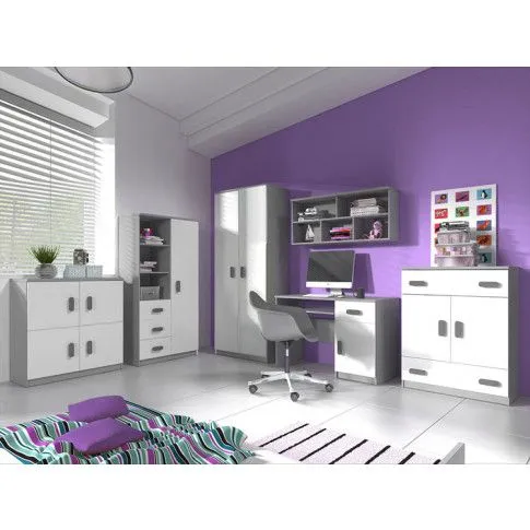 Szczegółowe zdjęcie nr 9 produktu Nowoczesna komoda z kolorowymi uchwytami Taylor 4X - biała