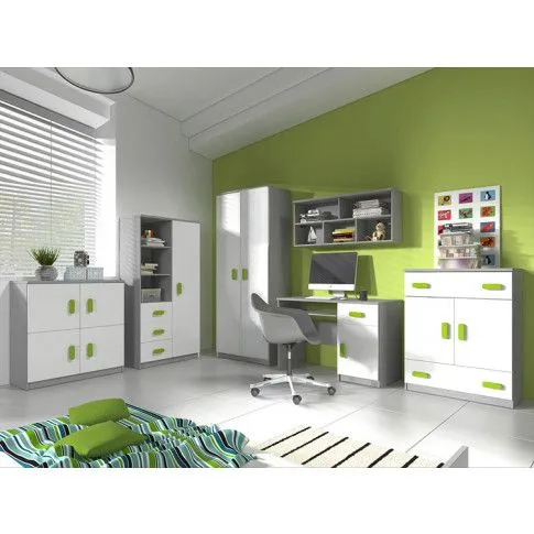 Szczegółowe zdjęcie nr 11 produktu Nowoczesna komoda z kolorowymi uchwytami Taylor 4X - biała