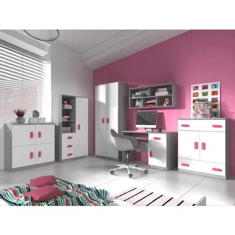 Szczegółowe zdjęcie nr 7 produktu Nowoczesna komoda z kolorowymi uchwytami Taylor 4X - biała