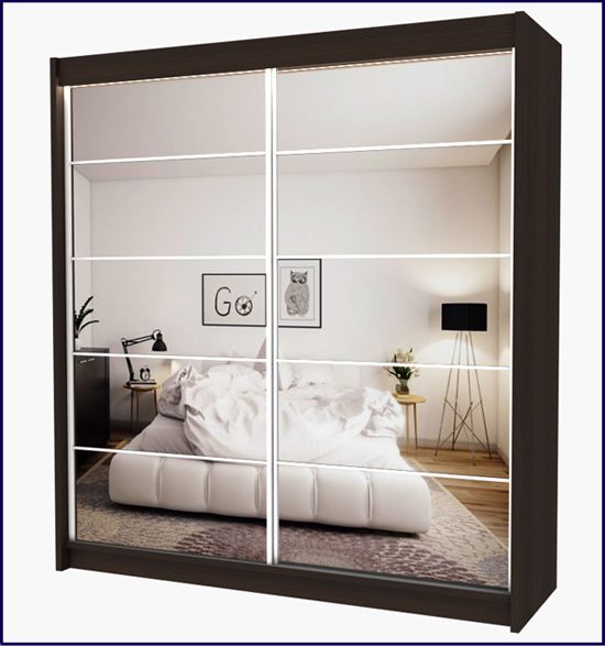 Szafa przesuwna z lustrem Canat 4X 200 cm wenge