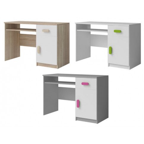 Szczegółowe zdjęcie nr 4 produktu Nowoczesne biurko z kolorowymi uchwytami Florentino 5X - białe