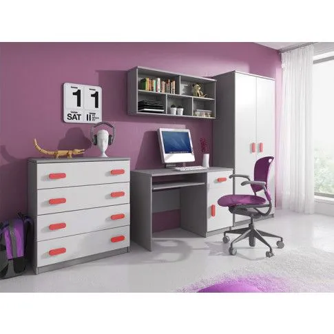 Szczegółowe zdjęcie nr 7 produktu Nowoczesne szare biurko z kolorowymi uchwytami Florentino 5X
