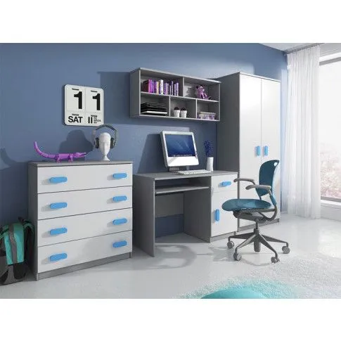 Szczegółowe zdjęcie nr 8 produktu Nowoczesne szare biurko z kolorowymi uchwytami Taylor 5X