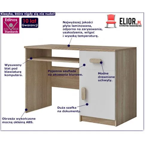 Fotografia Nowoczesne biurko z kolorowymi uchwytami Taylor 5X - dąb sonoma z kategorii Pracownia i biuro
