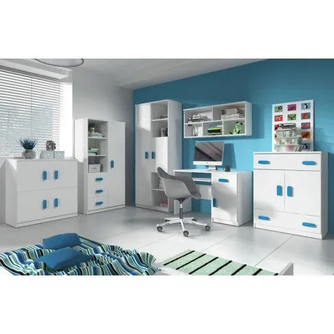 Szczegółowe zdjęcie nr 6 produktu Nowoczesne biurko z kolorowymi uchwytami Taylor 5X - dąb sonoma