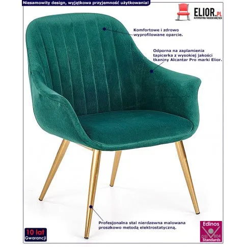 Fotografia Fotel w stylu glamour Tardi 3X - zielony z kategorii Fotele wypoczynkowe