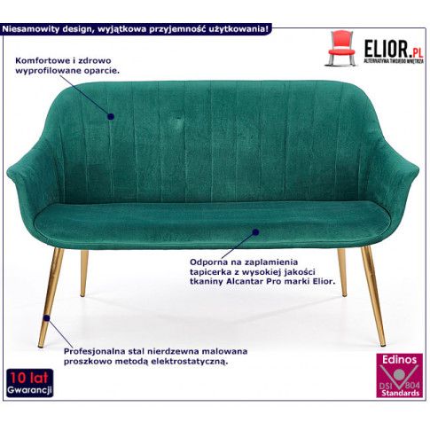 Fotografia Dwuosobowa sofa w stylu glamour Karins 4X - zielona z kategorii Tanie kanapy i sofy