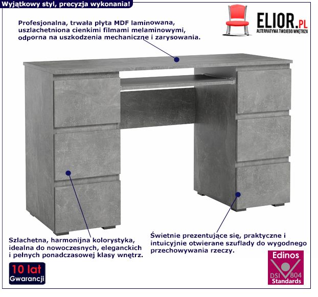 Designerskie biurko Verino 2X - beton