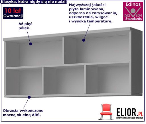 Półka ścienna Florentino 6X - szara.