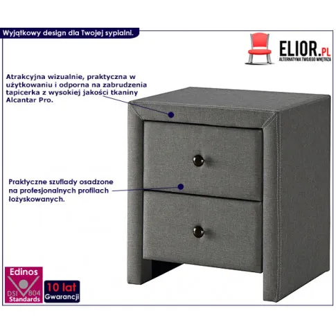 Fotografia Popielata szafka nocna Amelis z kategorii Szafki