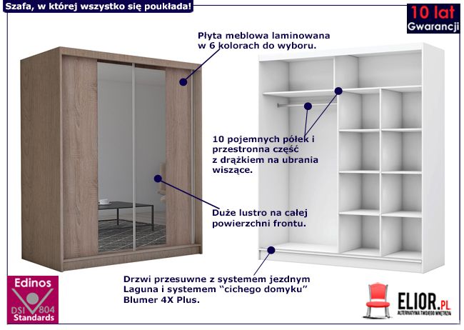 Szafa przesuwna z lustrem Grace 3X