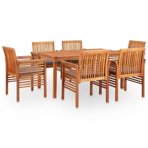 Zdjęcie produktu vidaXL 7-cz. zestaw mebli ogrodowych z poduszkami, drewno akacjowe.