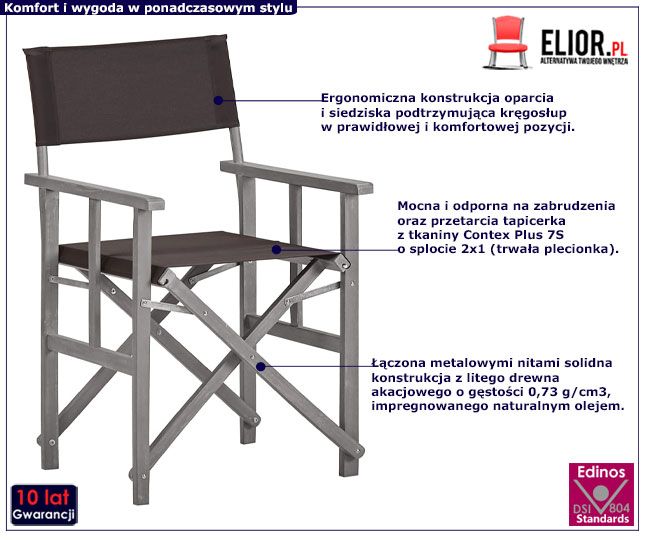 Tarasowe krzesła drewniane reżyserskie Martin czarne
