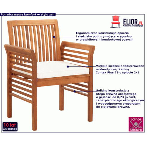 Fotografia Krzesła ogrodowe akacjowe Prolis 3X - 3szt z kategorii Meble ogrodowe