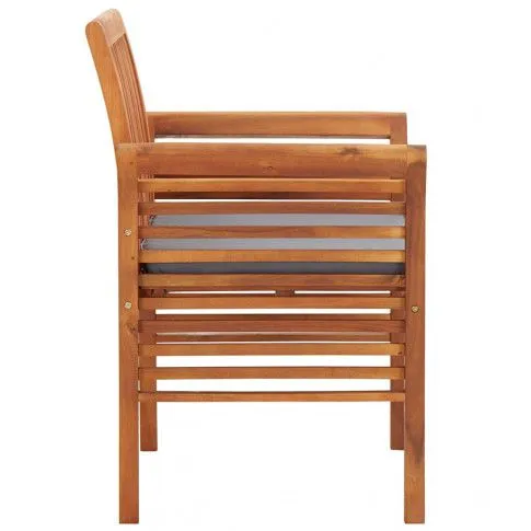 Zdjęcie krzesło z drewna ogrodowe z poduszką popielatą Kioto sklep Edinos.pl
