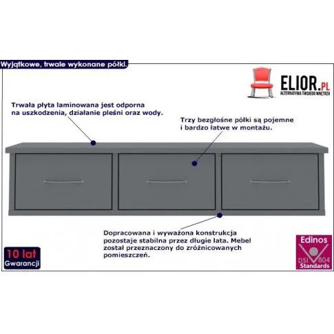 Fotografia Półka ścienna z szufladami Malino 3X - szary połysk z kategorii Szafki