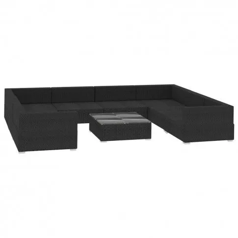 Zdjęcie vidaXL 9-cz. zestaw mebli do ogrodu, poduszki, rattan PE, czarny | Edinos.pl