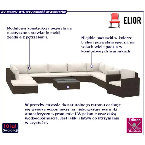 Balvito brązowy zestaw mebli wypoczynkowych