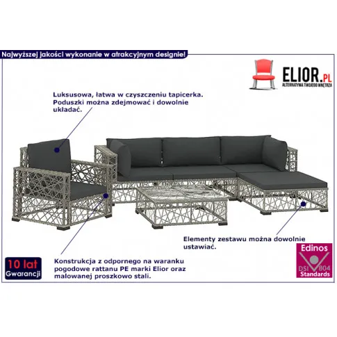 Szary zestaw wypoczynkowy do ogrodu Beck 6A