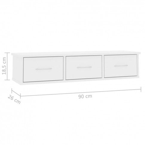 Szczegółowe zdjęcie nr 8 produktu Półka ścienna z szufladami Toss 3X - biały połysk