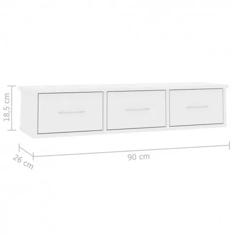 Szczegółowe zdjęcie nr 8 produktu Półka ścienna z szufladami Toss 3X - biały połysk