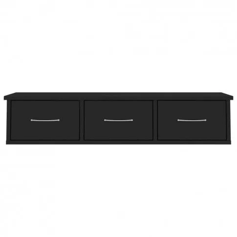 Szczegółowe zdjęcie nr 5 produktu Półka ścienna z szufladami Malino 3X - czarny połysk