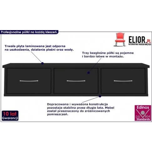 Fotografia Półka ścienna z szufladami Malino 3X - czarny połysk z kategorii Szafki