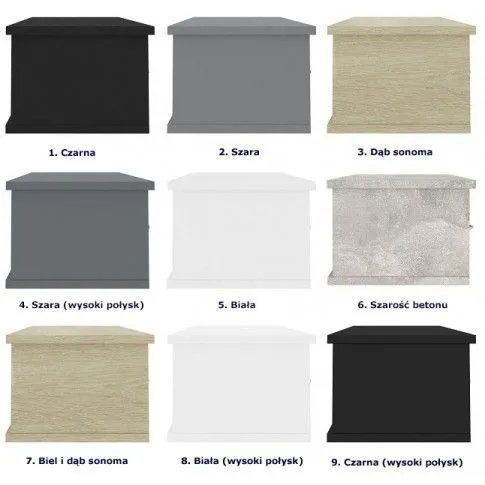 Szczegółowe zdjęcie nr 9 produktu Półka ścienna z szufladami Malino 3X - czarny połysk