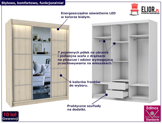 Szafa przesuwna z lustrem Ovos 4X