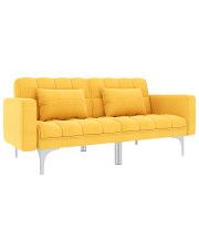 Rozkładana żółta kanapa z poduszkami - Harris w sklepie Edinos.pl