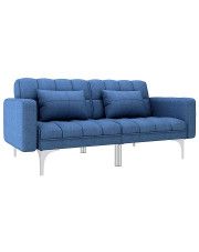 Rozkładana niebieska kanapa z poduszkami - Harris w sklepie Edinos.pl