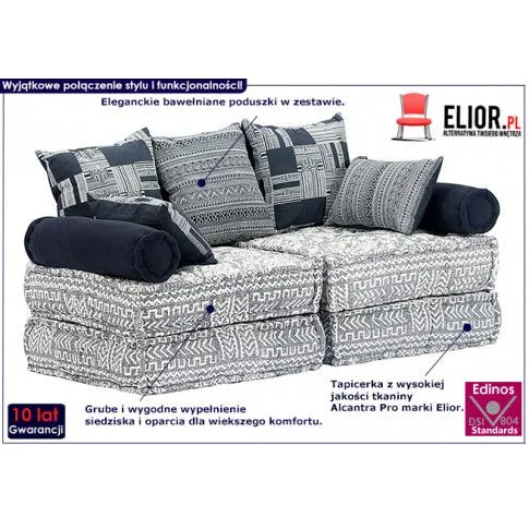 Dwuosobowa szara sofa modułowa Demri 2D