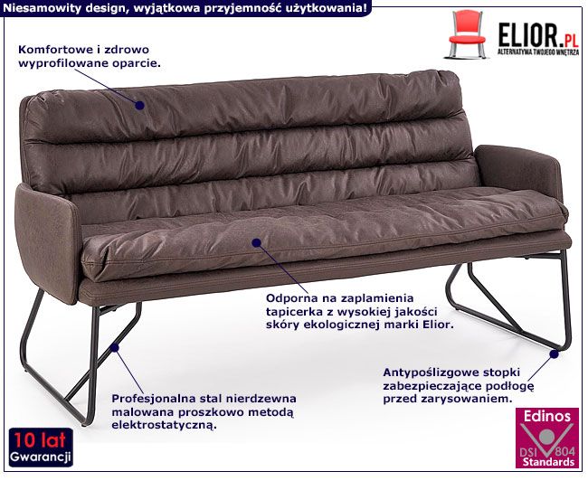 Dwuosobowa szara sofa Ekta 3X