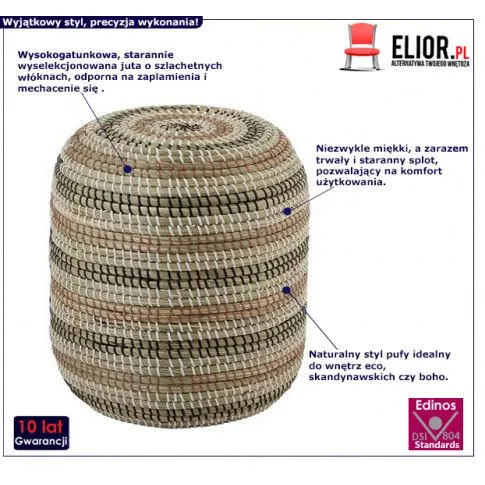 Fotografia Okrągła pufa Giano - naturalna z kategorii Pufy