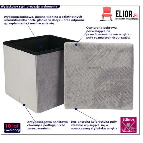 Fotografia Otwierana pufa z pojemnikiem Trandor - szara z kategorii Wypoczynki