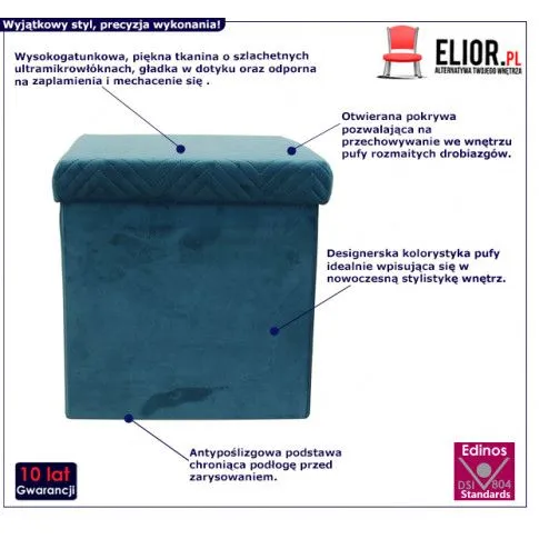 Fotografia Otwierana pufa Trandor - niebieska z kategorii Pufy