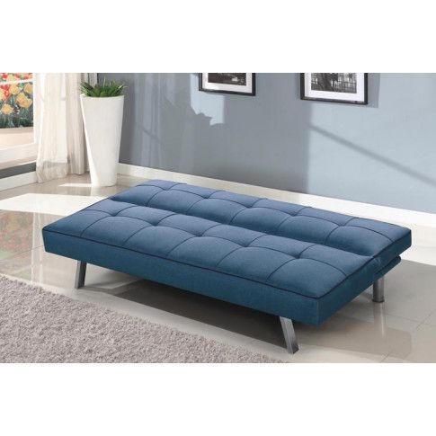 Szczegółowe zdjęcie nr 6 produktu Pikowana sofa rozkładana Klara - niebieska