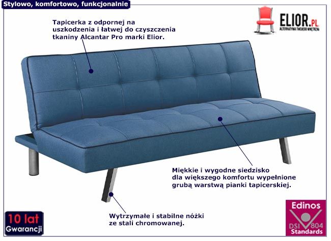 Rozkładana sofa Klara niebieska