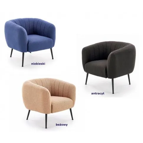 Szczegółowe zdjęcie nr 6 produktu Fotel klubowy muszelka Hansi - niebieski